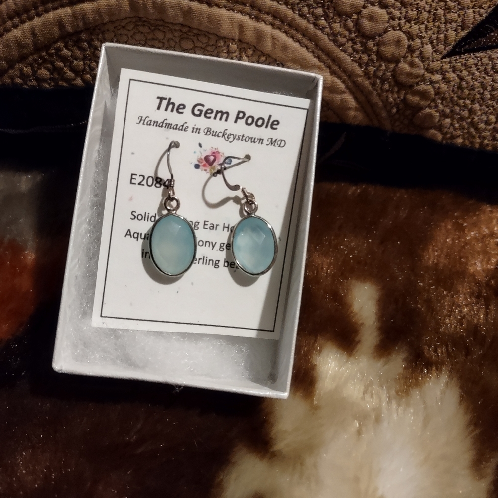 Sterling Silver Blue Chalcedony Earrings